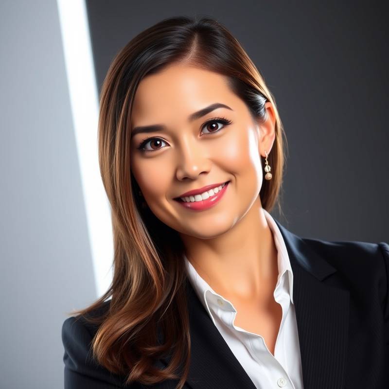 A professional headshot of a woman in a business suit, showcasing high-quality lighting and composition.