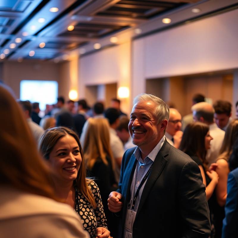 Candid event photography capturing a lively corporate event, showcasing attendees networking and enjoying themselves.