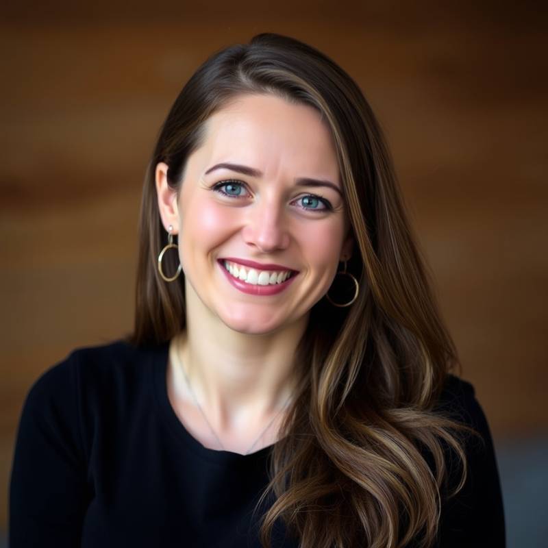 Portrait of Elena Petrova, Co-Founder and Lead Photographer at Luminosity Studios, smiling warmly.